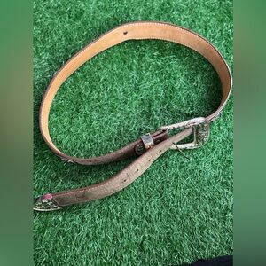 Vintage Brown‎ Leather Belt with Silver Buckle Size 36
